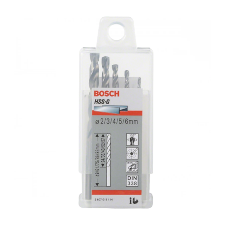 Jogo de Brocas para Metal PRO Metal HSS-G 2,0-6,0mm de 5 Peças 2607019114 BOSCH-0fc802da-df12-411b-840a-0c61b64f76ac