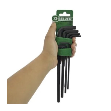 Jogo de Chave Allen Hexagonal Longa 1.5mm a 10mm 9 Peças com Suporte 220425SBR SATA-71c09017-34e4-4a81-90cd-f712291c3719