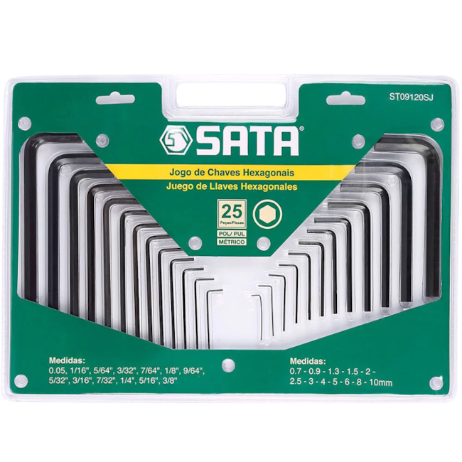Jogo de Chave Allen Longa e Curta com 25 Peças ST09120SJ SATA-b536c48d-8e42-475f-846d-99264b015bce