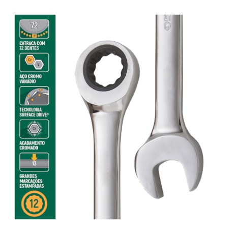 Jogo De Chave Combinada com Catraca 8-19mm 12 peças ST09040-02 SATA-ce8b7196-3d8a-409b-96e7-cd07f3a33209