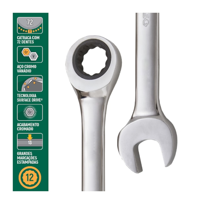 Jogo De Chave Combinada com Catraca 8-19mm 12 peças ST09040-02 SATA-76852cc0-9f6d-4341-884f-935902b66684