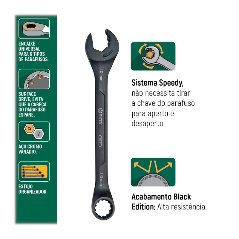 Jogo de Chave Combinada Speedy X6 de 8MM A 17MM com 7 Peças