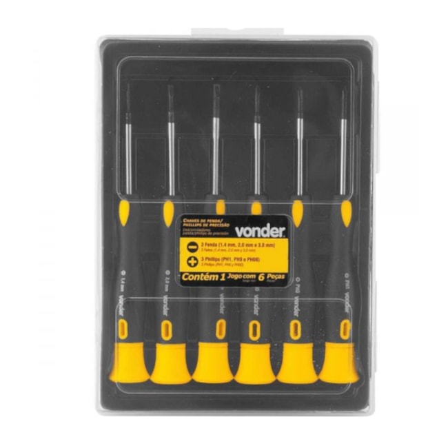 Jogo de Chave de Fenda e Phillips com 6 Peças de Precisão 3570100060 VONDER-f214c919-c6b4-4ec4-b473-7fff844c6923