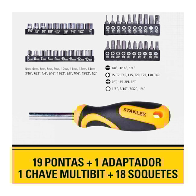Jogo de Chave de Fenda/Phillips/Soquete Bolsa com 49 Peças STHT70887M STANLEY-6fd6ae12-f014-4b69-b2c1-985e185032a0