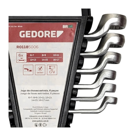 Jogo de Chave Estrela 6mm a 32mm com 12 Peças R01185012 GEDORE RED-dc4ed9c9-4f4d-4031-ab72-6c7afd3e3460