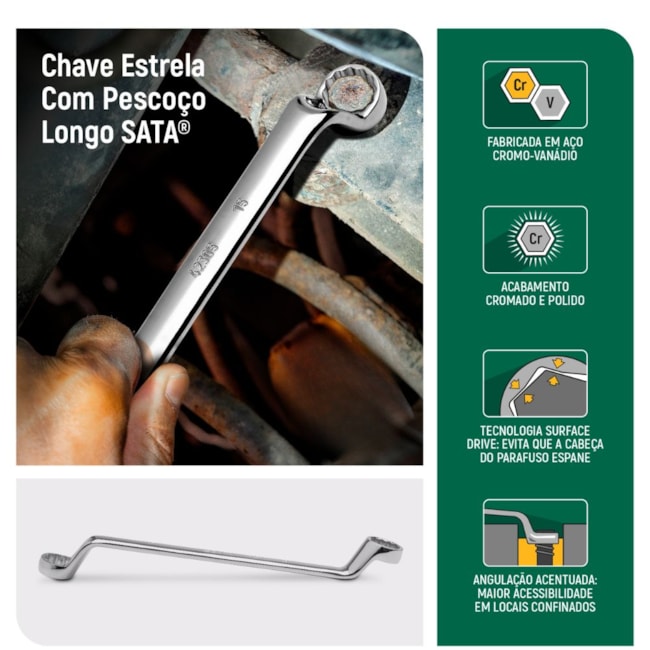 Jogo de Chave Estrela Angulada 75º 6 a 23mm com 8 Peças ST08004G SATA-aea1f03d-1c1f-4a43-bdb0-0564d2d06a58