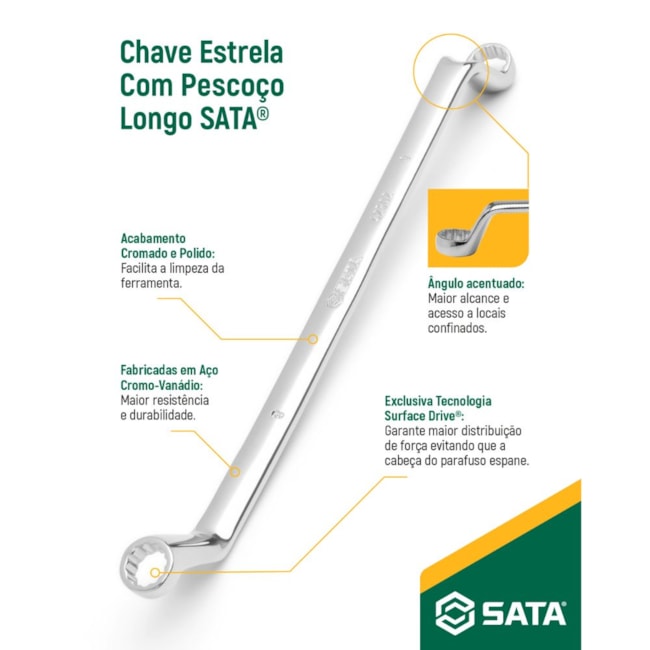 Jogo de Chave Estrela Angulada 75º 6 a 23mm com 8 Peças ST08004G SATA-9cc590b2-9fa7-407e-a32d-e62f9353ff1d