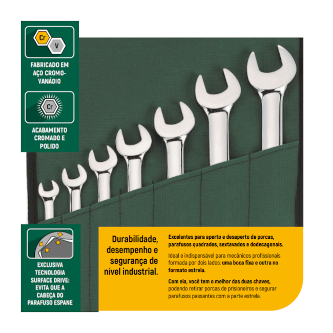 Jogo de Chave Fixa 7 Peças 6 a 21mm ST09073SJ SATA-149236b0-72cb-4777-a36a-bc5dab5a5d11