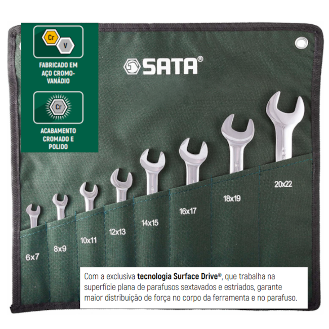 Jogo de Chave Fixa 8 a 22mm 8 Peças ST08014SJ SATA-db782812-c24d-4689-b7a9-28ec161f47f1