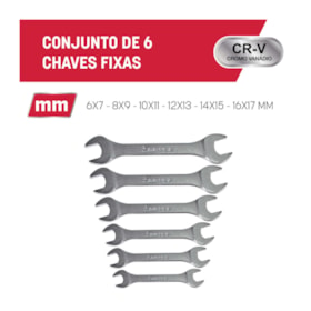 Jogo de Chave Fixa CR-V 6MM A 17MM com 6 Peças 100408MY MAYLE