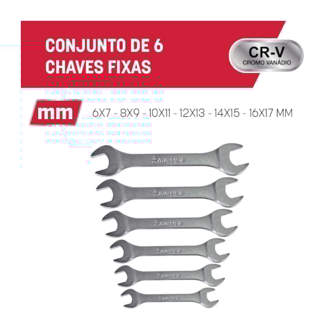 Jogo de Chave Fixa CR-V 6MM A 17MM com 6 Peças 100408MY MAYLE-228e314e-e981-4d85-a57d-aa47faf91c15
