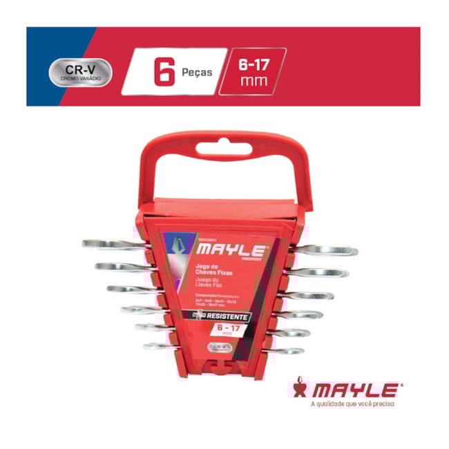 Jogo de Chave Fixa CR-V 6MM A 17MM com 6 Peças 100408MY MAYLE-7238a0ca-44e3-412e-b2a5-b184aa1edc4d
