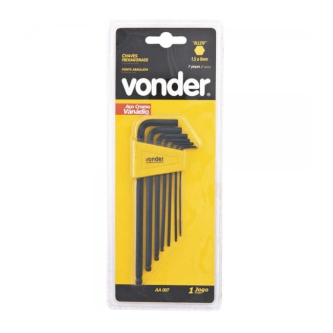 Jogo de Chave Hexagonal Abaulada 7 Peças Allen 1.5MM A 6MM 3573015060 VONDER-31314986-eefe-4400-b10c-4552379a6ec2