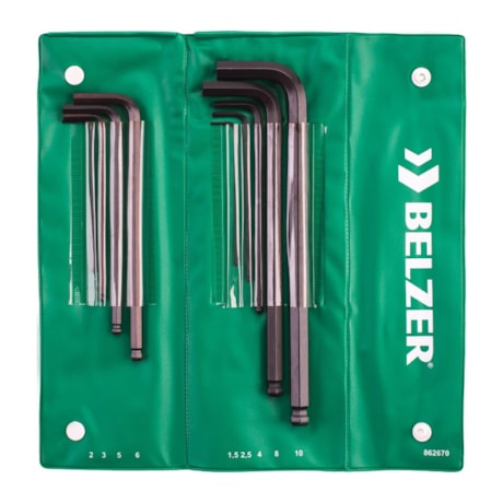 Jogo de Chave Hexagonal Abaulada com 9 Peças 1,5mm à 10mm 220890BR BELZER-b8299fea-9b08-461f-9f12-dbd1d08528bd