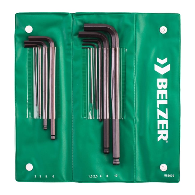 Jogo de Chave Hexagonal Abaulada com 9 Peças 1,5mm à 10mm 220890BR BELZER-1fbd66a2-81fa-42bf-96fd-124f7fb33623