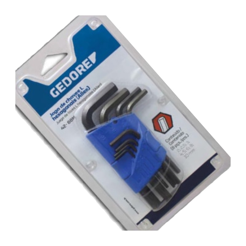 Jogo de Chave Hexagonal Allen 2MM A 10MM com Suporte 8 Peças 42