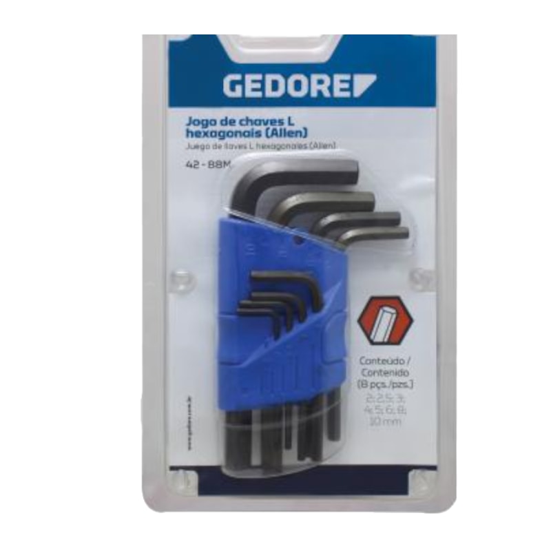 Jogo de Chave Hexagonal Allen 2MM A 10MM com Suporte 8 Peças 42