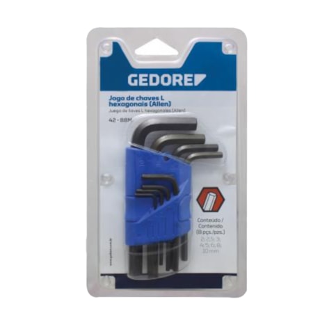 Jogo de Chave Hexagonal Allen 2MM A 10MM com Suporte 8 Peças 42-88M GEDORE-d48ae11b-e0a1-4f7d-818a-ec7710bd3164