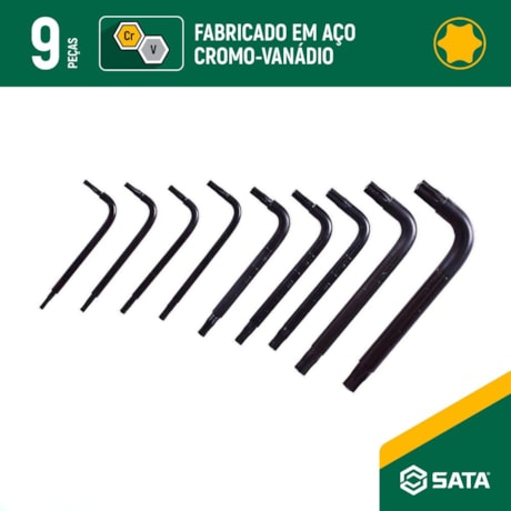 Jogo de Chave Torx L T7 a T40 com 9 Peças ST09155L SATA