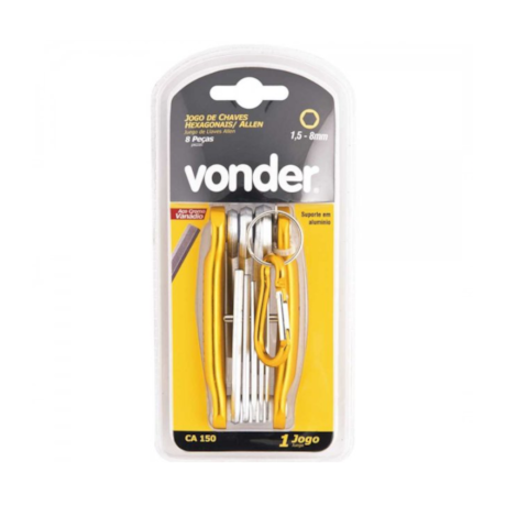 Jogo de Chaves Allen Hexagonais Suporte 1.5 a 8.0mm 8 Peças 3573150080 VONDER-53426688-192c-4d9e-9d80-2482a48a2bb2