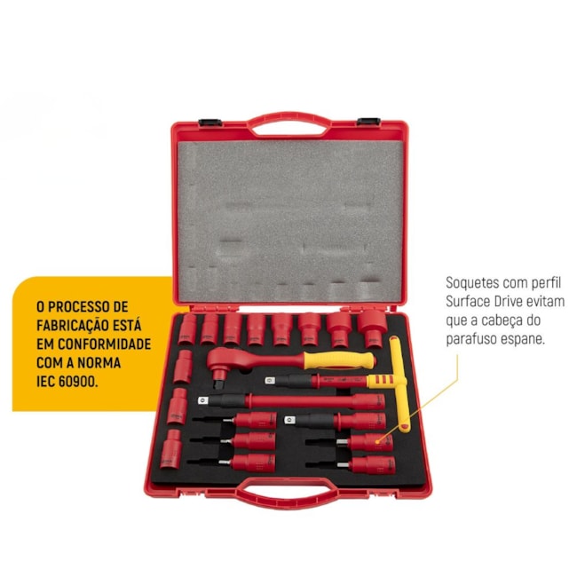 Jogo de Chaves Catraca Isoladas 1000V VDE com 20 Peças ST09267 SATA-1455e870-8e5f-414a-824b-e797a223b0bd