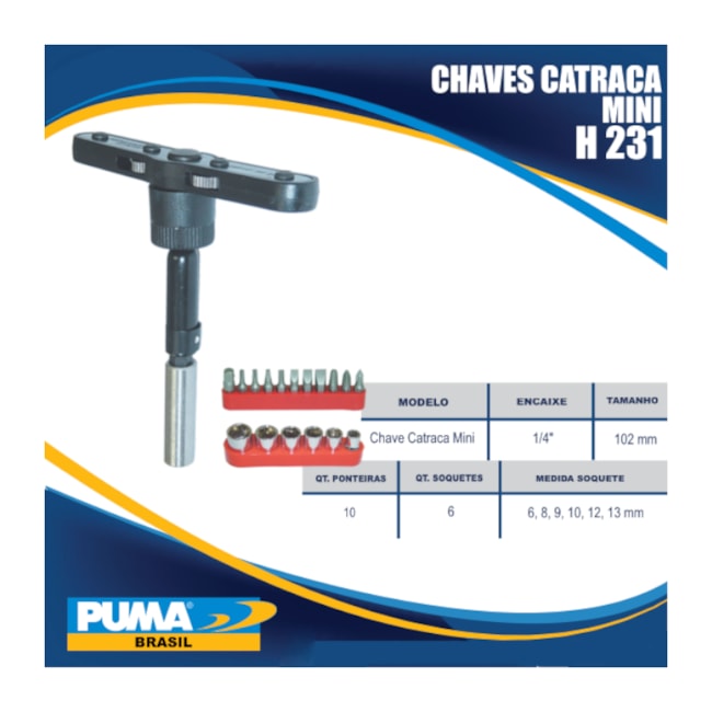 Jogo de Chaves Catraca Mini Bits Soquetes e Ponteiras 1/4