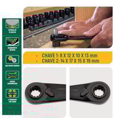 Jogo de Chaves com Catraca Quadbox X6 Reta com 2 Peças ST09059G SATA-2dd3172b-c6ff-476b-8954-87be8f5fabe6