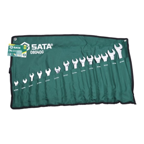 Jogo de Chaves Combinada Angulada 45º 8 a 24mm com 14 Peças ST08040G SATA-d51a8c17-f26a-4e1f-8f77-ebbbe843112f