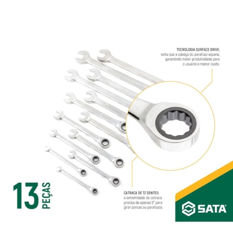 Jogo de Chaves Combinada com Catraca 1/4