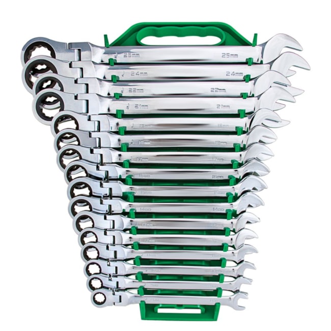 Jogo de Chaves Combinada com Catraca Flexível de 8 a 25mm com 16 Peças ST09044G SATA-3e463b3a-2a2a-423d-babb-a1d1d4ddda8c