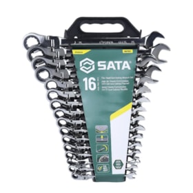 Jogo de Chaves Combinada com Catraca Flexível de 8 a 25mm com 16 Peças ST09044G SATA