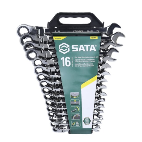 Jogo de Chaves Combinada com Catraca Flexível de 8 a 25mm com 16 Peças ST09044G SATA-0d6504ab-a1f3-4737-964a-53053eca9322