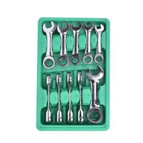 Jogo de Chaves Combinada Curta com Catraca 10 a 19mm com 10 Peças ST09025G SATA