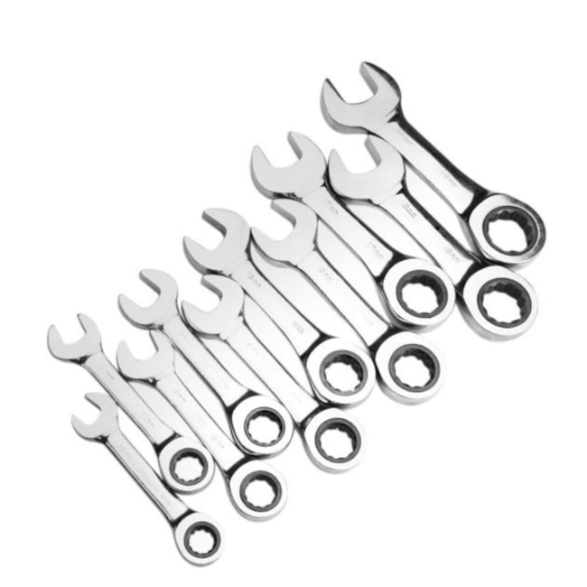 Jogo de Chaves Combinada Curta com Catraca 10 a 19mm com 10 Peças ST09025G SATA-28504bd5-af0a-4d7a-a51c-23f73c0961fa