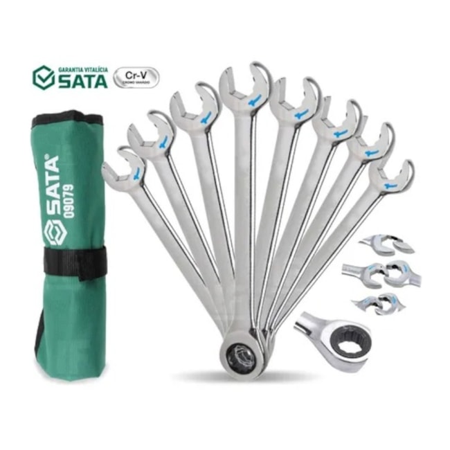 Jogo de Chaves Combinada Speedy com Catraca de 8MM A 19MM com 8 peças ST09079SJ SATA-d368ee79-6ab7-4610-bc70-7fbf87874bf8
