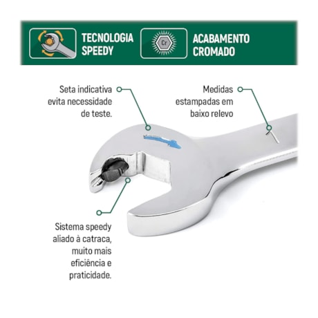 Jogo de Chaves Combinada Speedy com Catraca de 8MM A 19MM com 8 peças ST09079SJ SATA-4d7c2999-98d9-4086-81af-c67daa796050