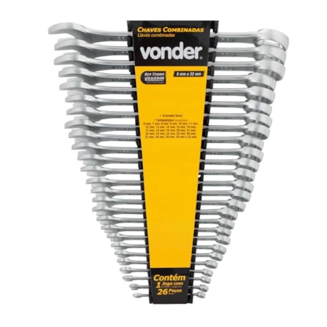 Jogo de Chaves Combinadas 6mm a 32mm 26 Peças com Suporte 3742632026 VONDER-92b6d153-840c-4c02-b126-824b2881cce0