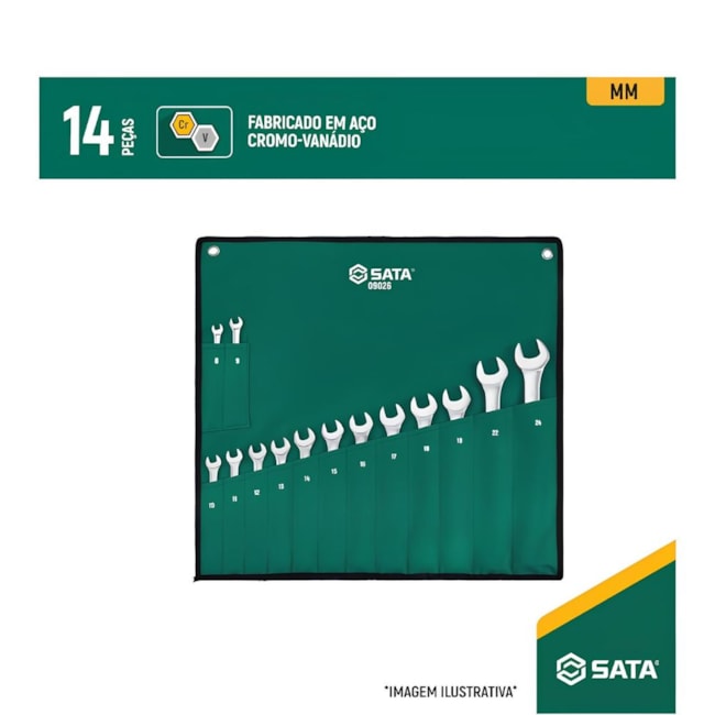 Jogo de Chaves Combinadas 8 a 24mm 14 Peças ST09026G SATA-2fd98fd1-2766-4bbc-9739-d7455959a7a9
