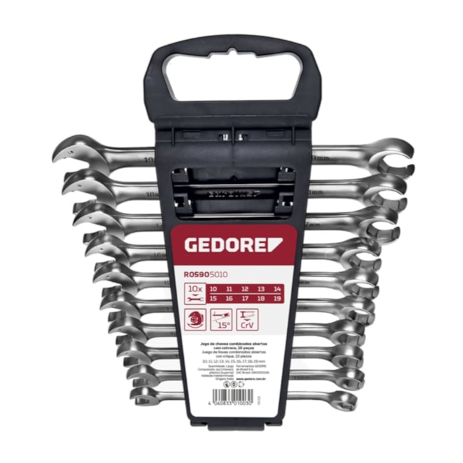 Jogo de Chaves Combinadas Abertas 10-19mm com Catraca 10 Peças R05905010 GEDORE RED-99426ab4-f267-4eae-b58b-4406cbbb1113