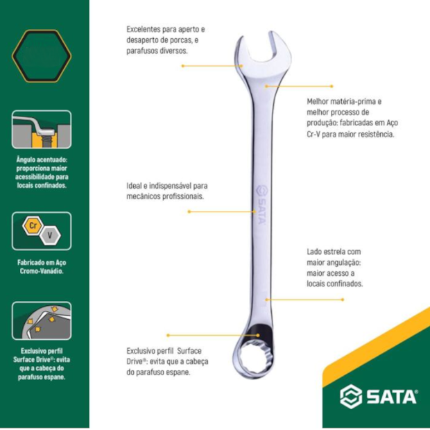 Jogo de Chaves Combinadas Anguladas 6 a 22mm 17 Peças ST08018G SATA-fdbc3e3f-94fd-46fd-9946-b28baf08de5e