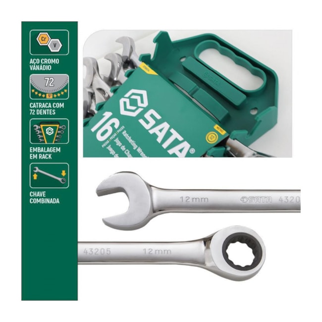 Jogo de Chaves Combinadas com Catraca 8 a 24mm 16 Peças ST08034L SATA-a822357f-e983-4dca-b617-340fdf1c5a96