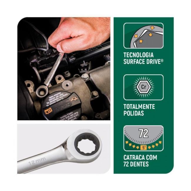 Jogo de Chaves Combinadas com Catraca 8 a 24mm 16 Peças ST08034L SATA-ed21d0fc-f5c8-446b-b9af-183b71e96d6a