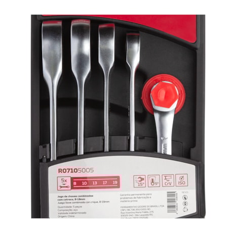 Jogo de Chaves Combinadas com Catraca 8mm a 19mm 5 Peças R07105005 GEDORE RED-b1bddac0-a4b8-4d78-af3c-8f1e0c5eeac3