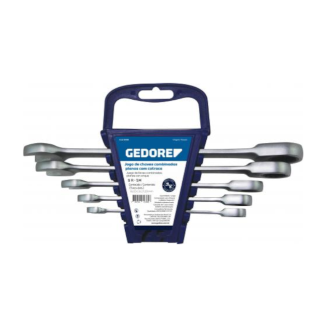 Jogo de Chaves Combinadas com Catraca Plana 8 a 19mm 5 Peças 031369 GEDORE-15634c6d-8367-457e-8f6a-bc5b4e5baa02