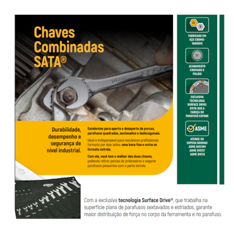 Jogo de Chaves Combinadas de 6 a 32mm com 15 Peças ST08002SJ SATA-1d693b5a-56fb-4075-949a-7159e49a5369