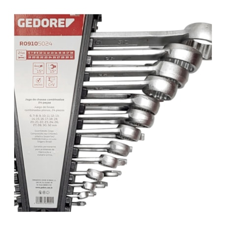 Jogo de Chaves Combinadas de 6 a 32mm com 24 Peças R09105024 GEDORE RED-74c2c496-b269-40b7-80c6-b88a9222c6c8