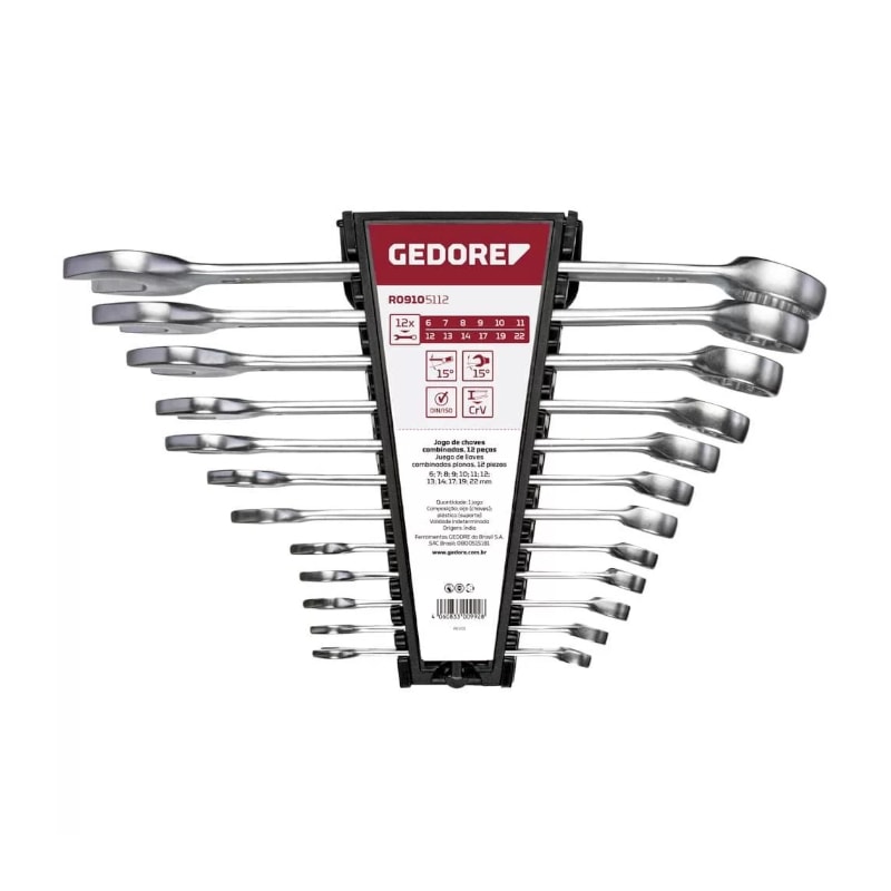 JOGO DE CHAVES COMBINADAS DE 6MM A 22MM COM 12 PEÇAS R09105112 GEDORE RED