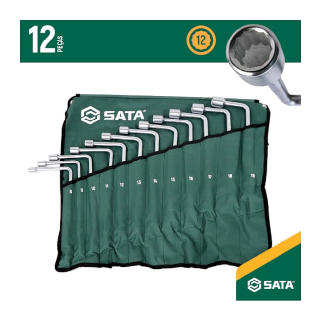 Jogo de Chaves de Biela 8mm a 19mm Estriada 12 Peças ST08021 SATA-ceeca86f-3098-45ce-a06b-7dc31c36d376