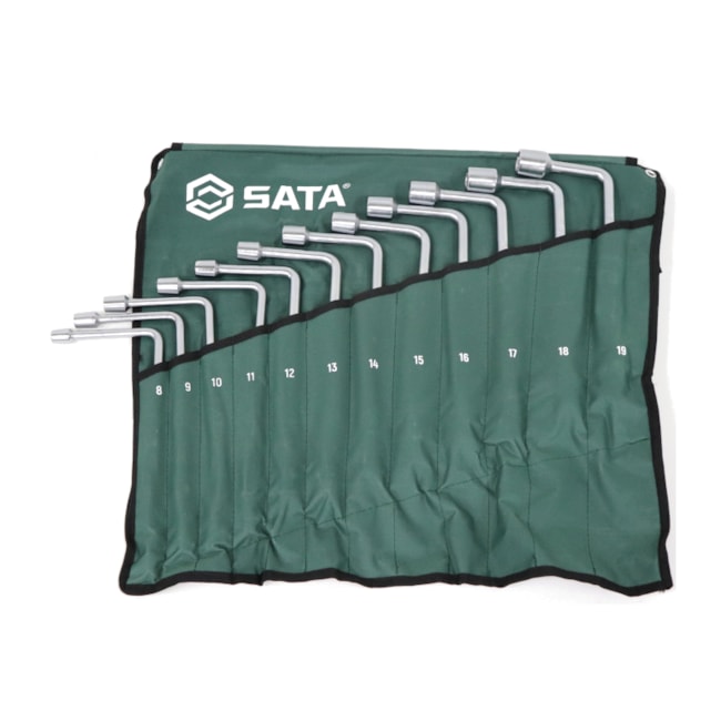 Jogo de Chaves de Biela 8mm a 19mm Estriada 12 Peças ST08021 SATA-e4c8bd12-33b7-45e3-8a6e-23df87eb2a41