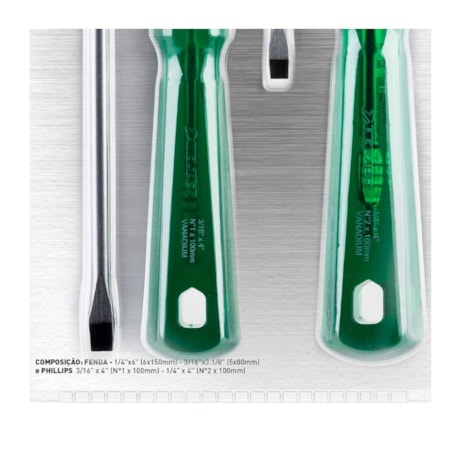 Jogo de Chaves de Fenda e Phillips 1/4